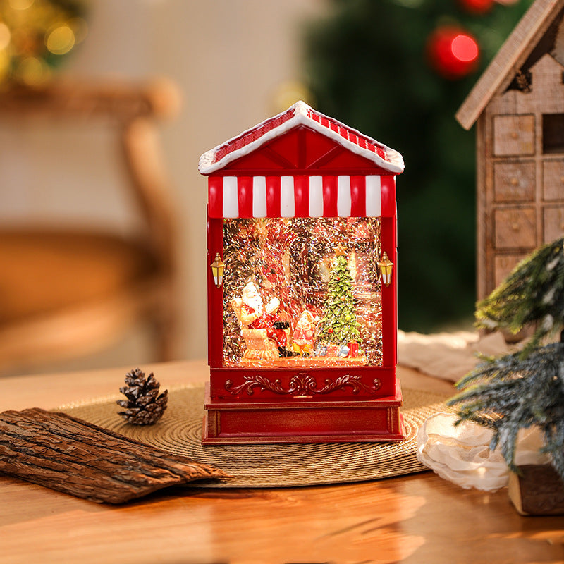 Beleuchtete Weihnachtslaterne mit Schnee- und Weihnachtsmotiv Karnz
