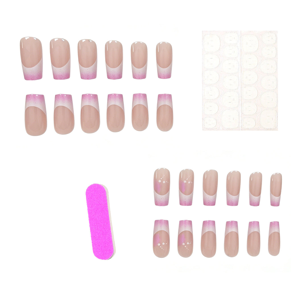 Elegantes französisches Tip Glitter Nagelset Karnz