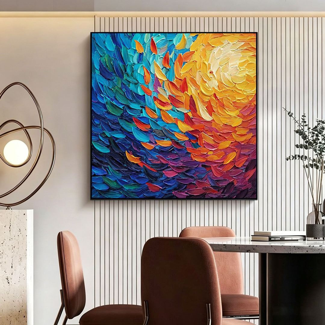 Texturiertes farbenfrohes Leinwand Wandkunst für Innenräume