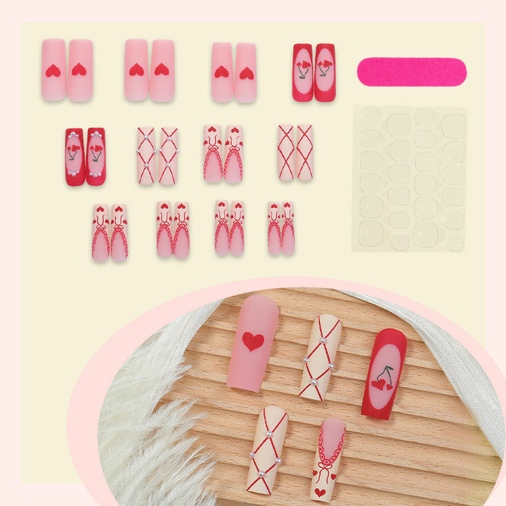 Herz-Themen Press-On Nagelkunst Set Karnz