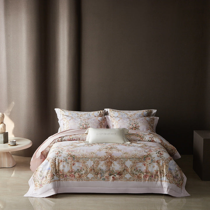 Luxuriöses Floral Baumwollsateen Bettbezug Set