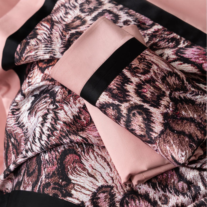Luxe Leopard Jacquard Bettbezug Set mit Satin-Trim Oxford Kissenbezügen