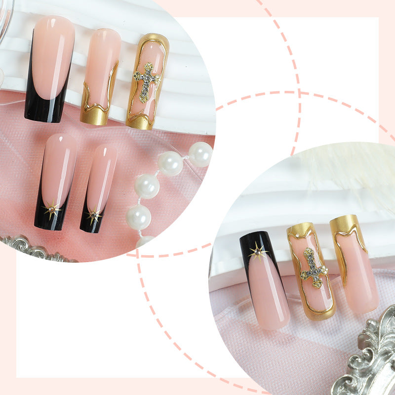Elegantes strukturiertes Press-On-Nail-Art-Set Karnz