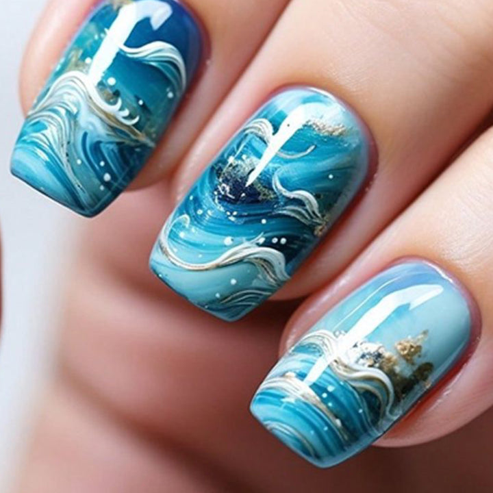 Elegante Ozeanwelle Nagelkunstverlängerungen Karnz