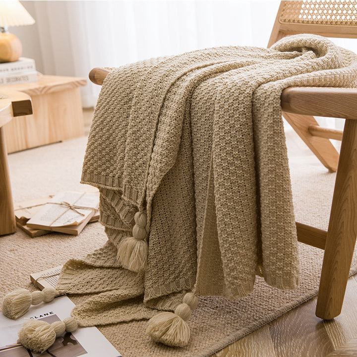 Weiches strukturiertes Strickwurfdecke