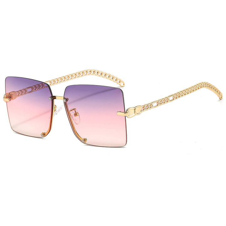 Damen modische Sonnenbrille mit luxuriösem Kettenarm und rechteckigem Rahmen Karnz