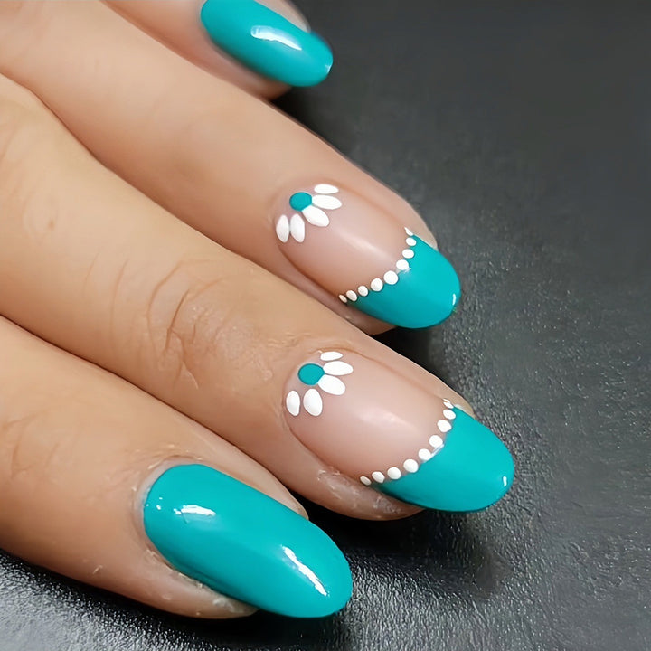 Dekorative Blumen Gel Press-On Nägel Karnz