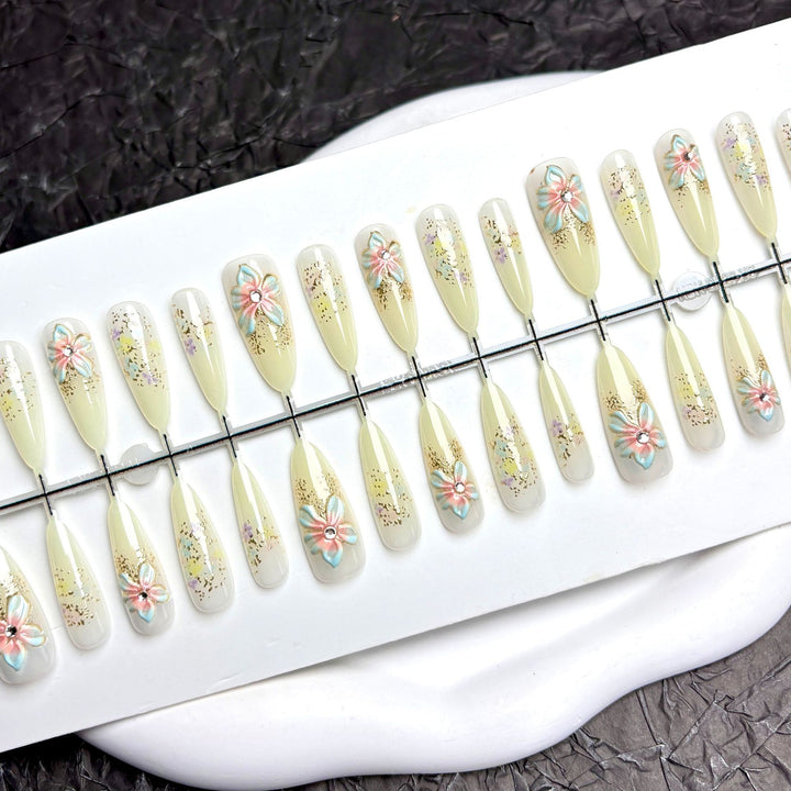 Premium Handcrafted Floral Press-On Nail Set