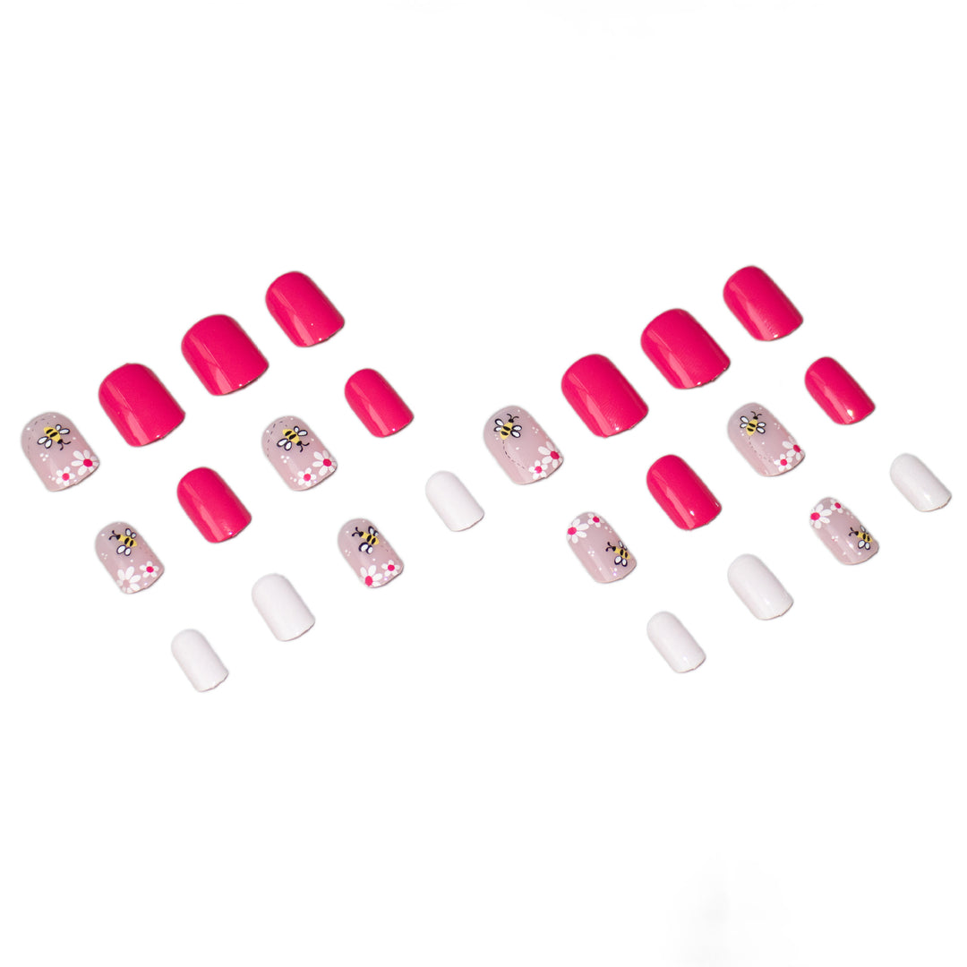 Künstlerisches florales bieneninspiriertes Nagelkunst-Set