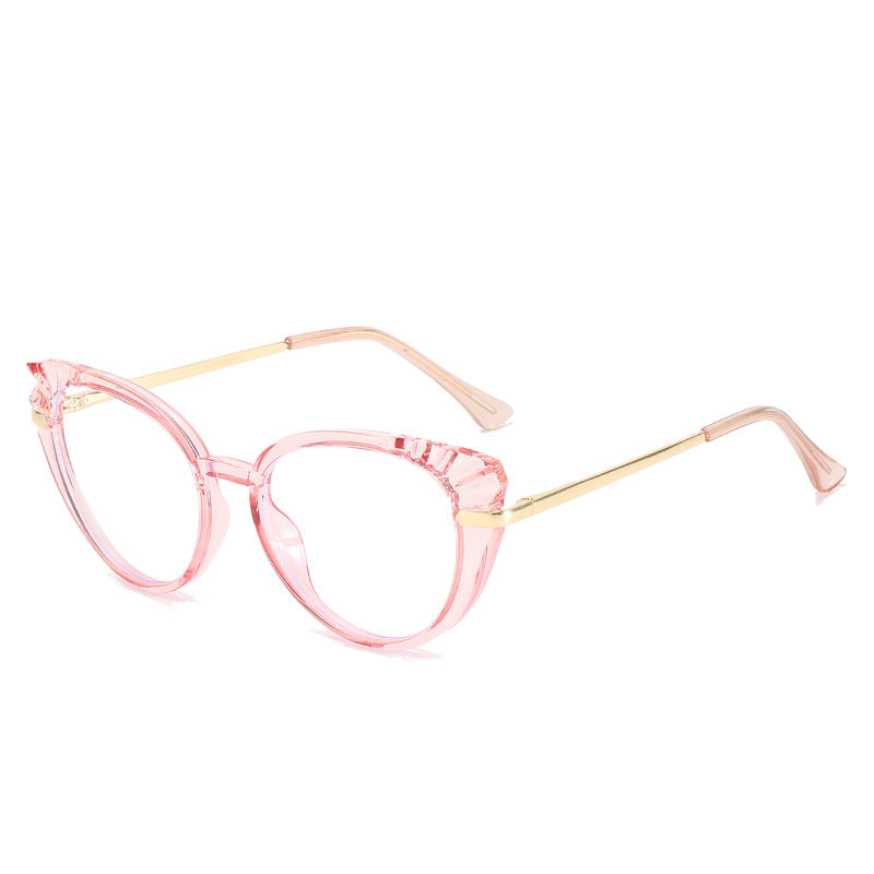 Damen Cat-Eye Korrektionsbrille mit glänzendem Kunststoffrahmen und goldenen Akzenten Karnz