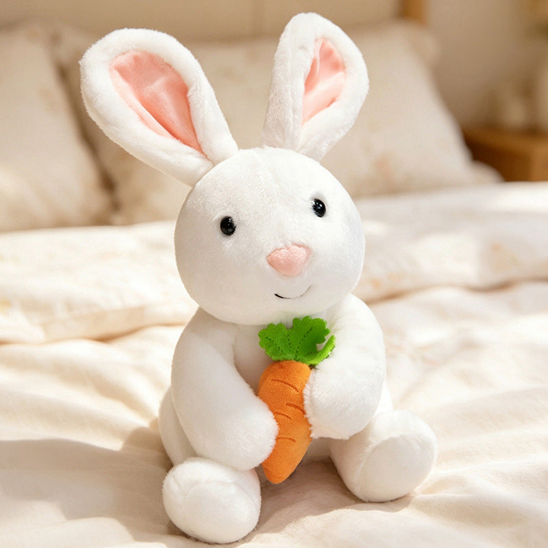 Plüsch Blumenfutter Ohr Bunny Plüschspielzeug mit besticktem Gesicht und lockigem Kunstpelz Karnz