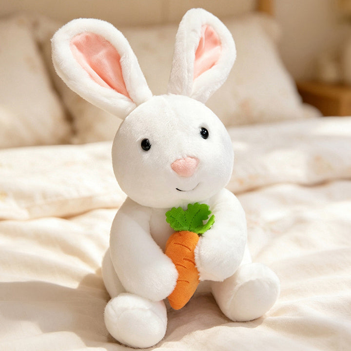 Plüsch Blumenfutter Ohr Bunny Plüschspielzeug mit besticktem Gesicht und lockigem Kunstpelz Karnz