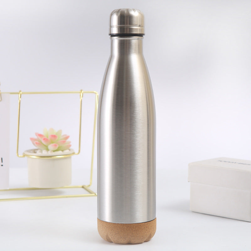 Damen stilvolle Edelstahl Isolierflasche mit Korkboden Karnz