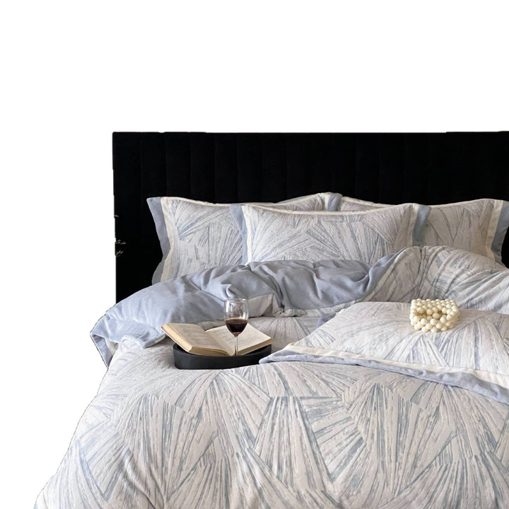 Bettbezug-Set aus atmungsaktivem Baumwoll-Sateen mit abstraktem Pinselstrich-Design und Hotelverschluss