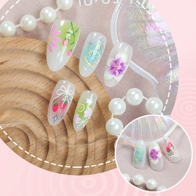 Künstlerisches Floral Press-On Nagelkunst Set