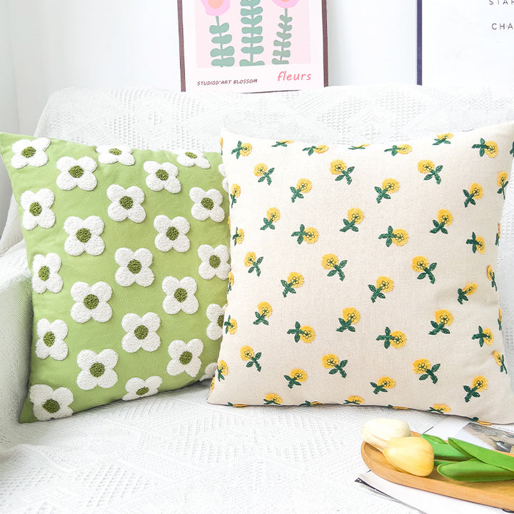 Quadratischer dekorativer Kissenbezug mit handtuftetem Blumen‑Tufting Karnz
