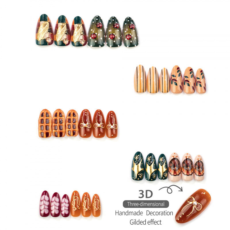 Kreatives herbstliches Press-On-Nagelkunst-Set