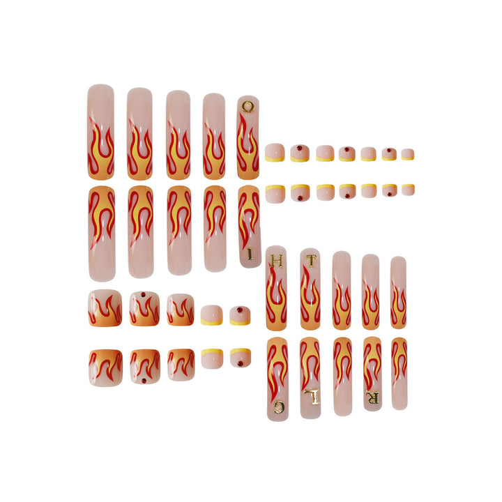Flammenmuster Press-On Nagelkunst Karnz