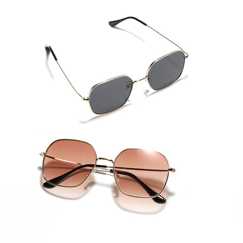 Damen modische quadratische Sonnenbrille mit schmalem Metallrahmen und UV-Schutz Karnz