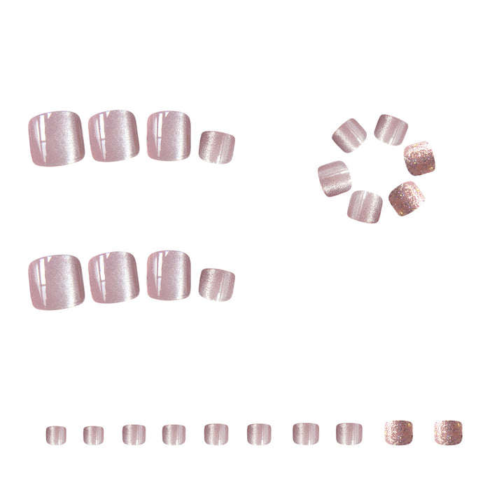 Elegante Glitzerpediküre-Nagelkunst Karnz