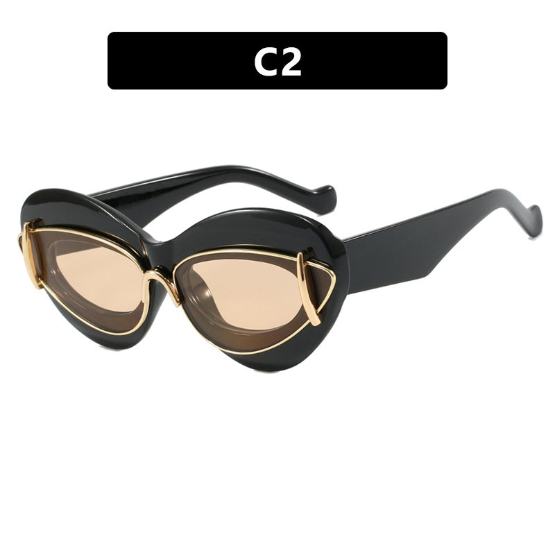 Damen extravagante Katzenaugen-Sonnenbrille Karnz