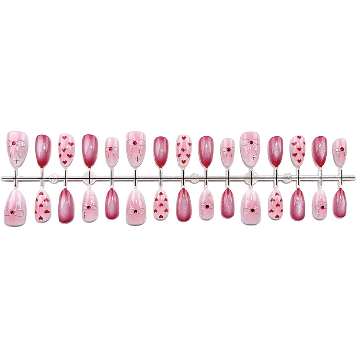 Herz-Beschmückte Press-On Nagelkunst Set