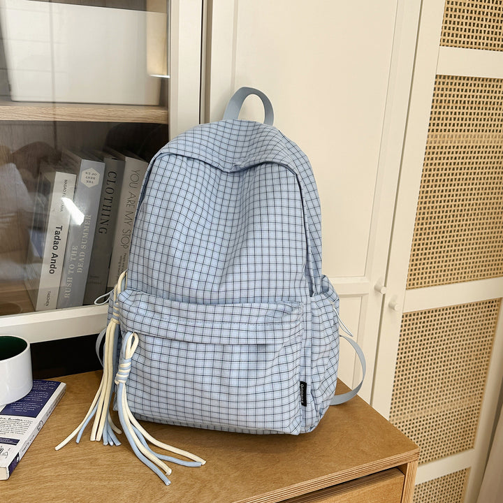 Minimalistische Karierte Zugband-Rucksack