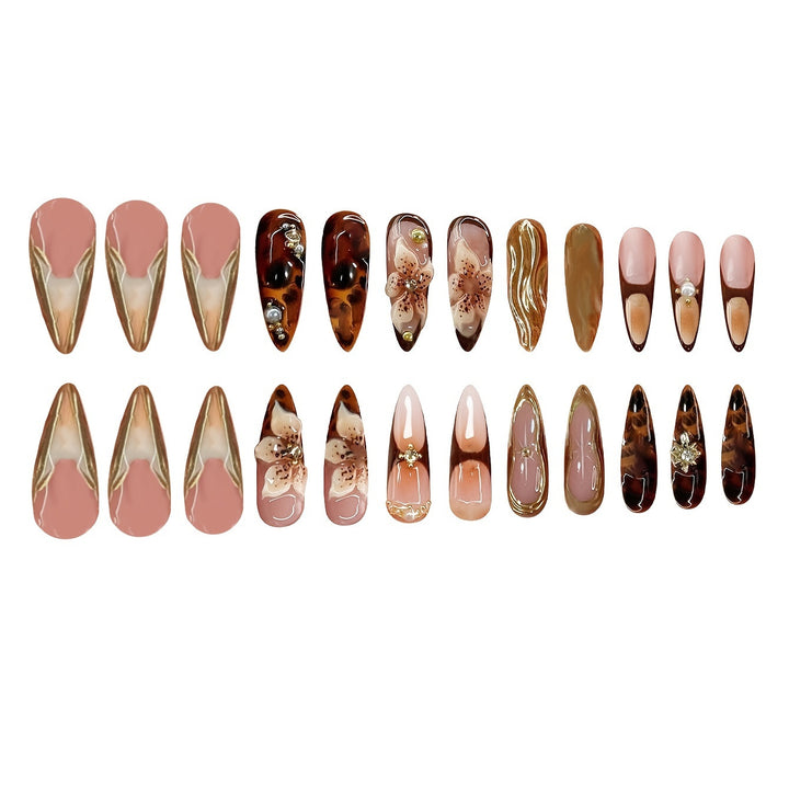 Elegante florale Acryl Press-On Nagel Set Karnz