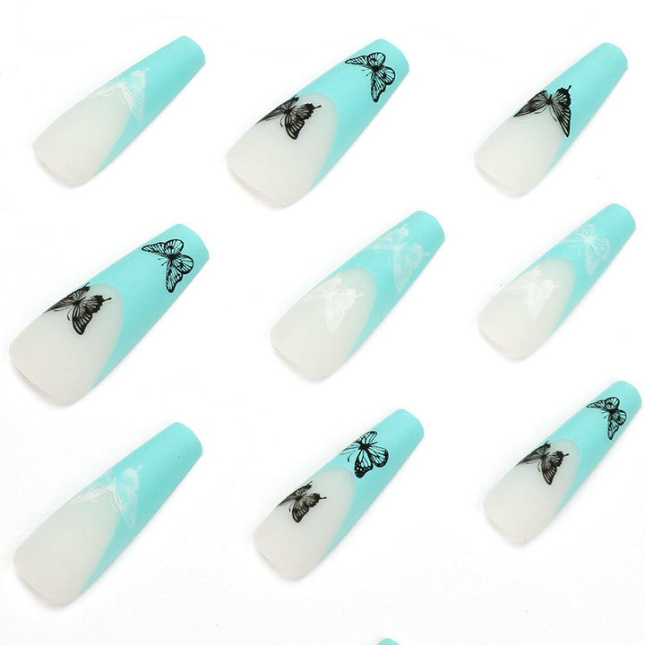 Künstliche Nagelverlängerungen mit Schmetterlingsdesign Karnz