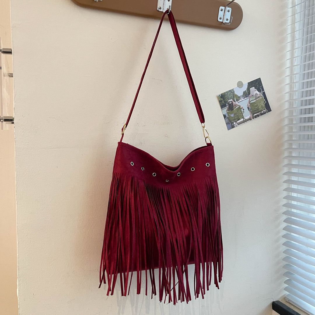 Suede Fringe Schultertasche Karnz