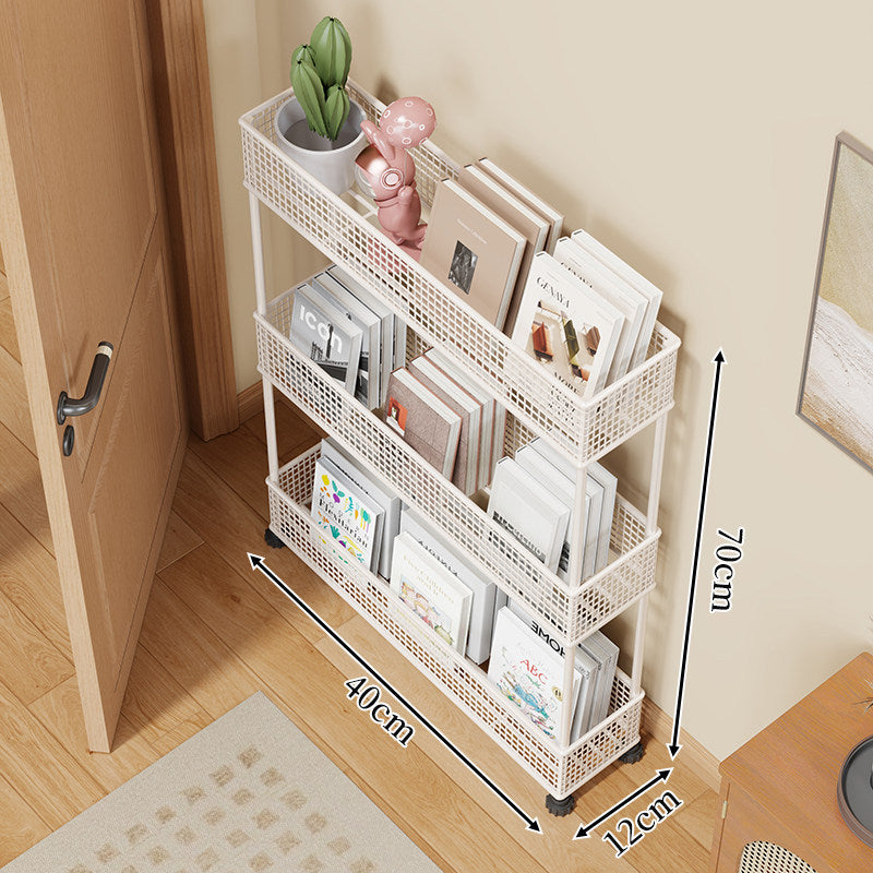 Schlanker vierstufiger Metallgitter schmaler Bücherregal-Organizer