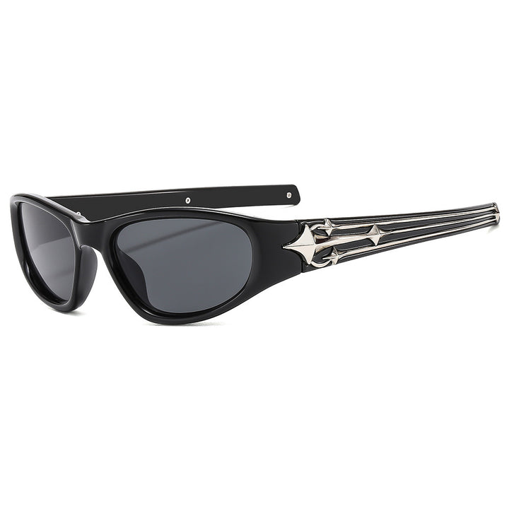 Modebewusste Shield-Sonnenbrille mit dekorativem Rahmendesign Karnz