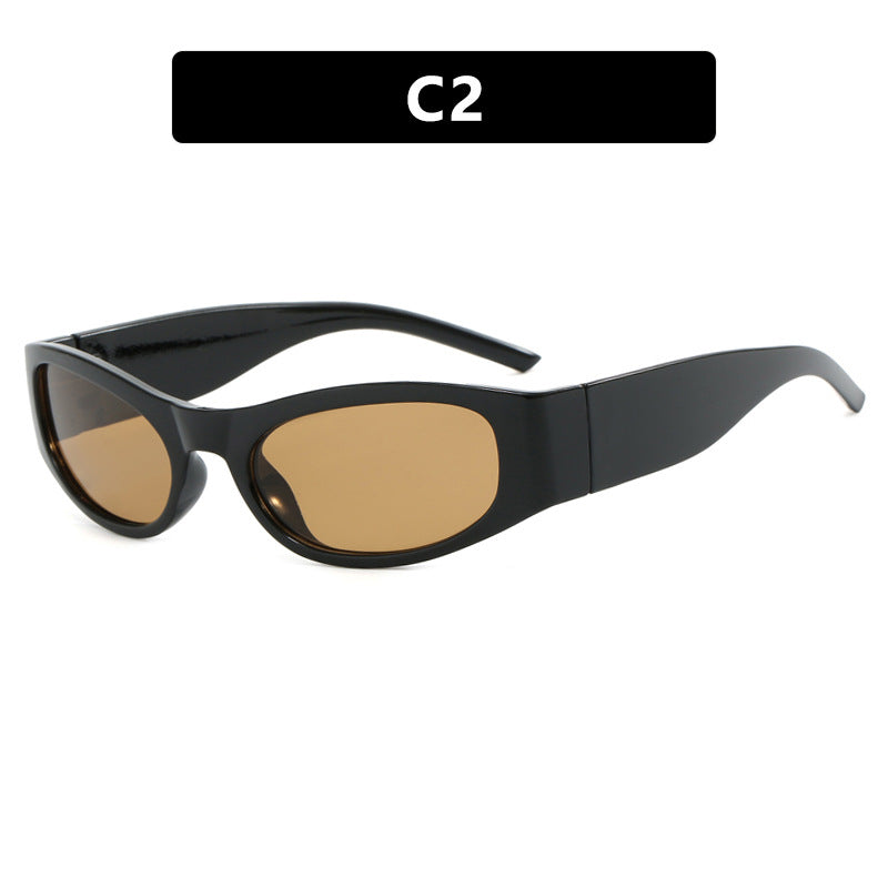 Damen sportliche Sonnenbrille mit breitem Rahmen und UV-Schutz Karnz
