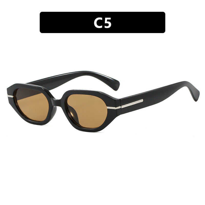 Damen stilvolle geometrische Sonnenbrille mit verspiegelten Gläsern und einzigartigem Rahmen Karnz