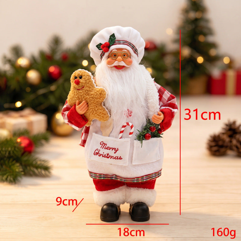 Nostalgische Weihnachtsmann Figur mit Lebkuchen-Keks Karnz