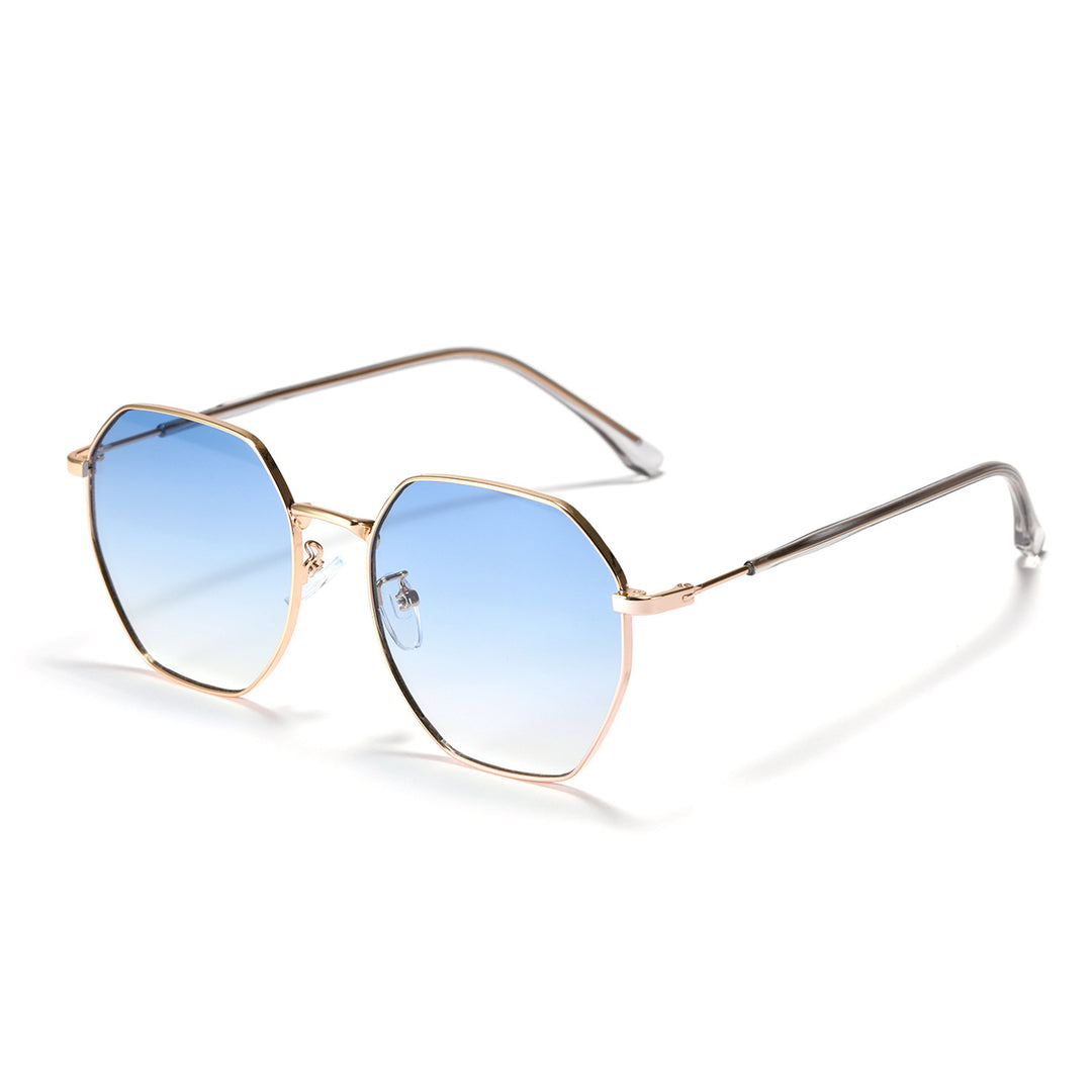 Damen modische achteckige Sonnenbrille mit trendigem Metallrahmen Karnz