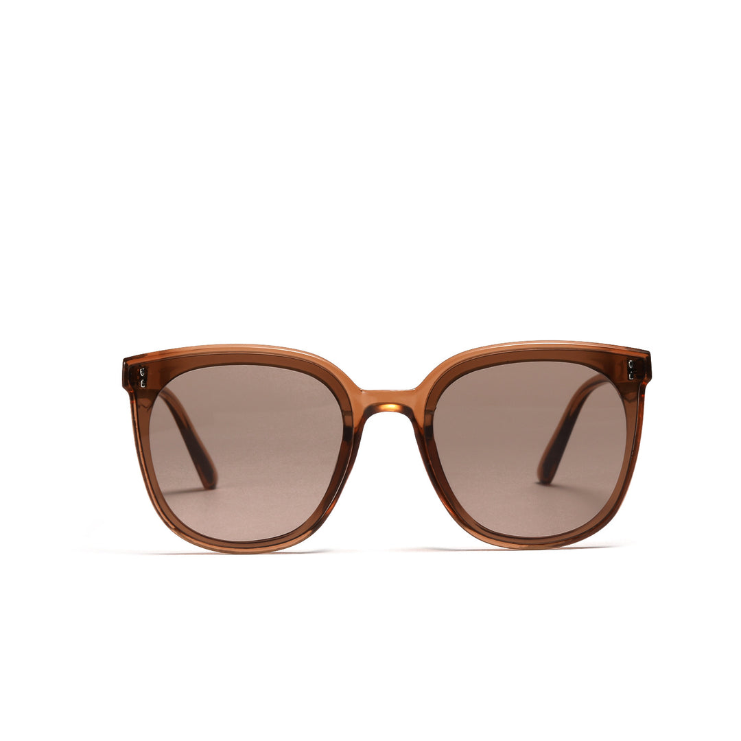 Damen modische quadratische Sonnenbrille mit hochwertigem transparentem Rahmen Karnz