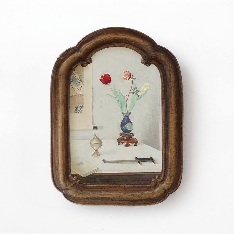Dekoratives gerahmtes Blumenstillleben Kunstwerk
