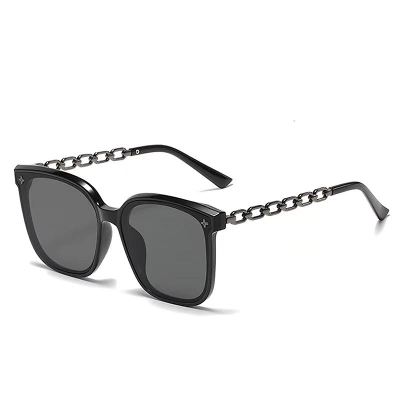 Damen extragroße Sonnenbrille mit modischem Kettenrahmen Karnz