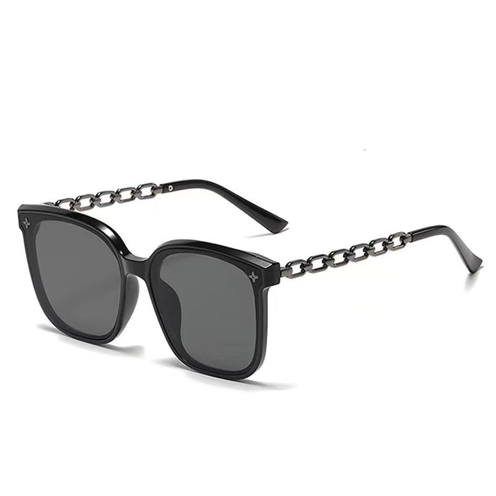 Damen extragroße Sonnenbrille mit modischem Kettenrahmen Karnz