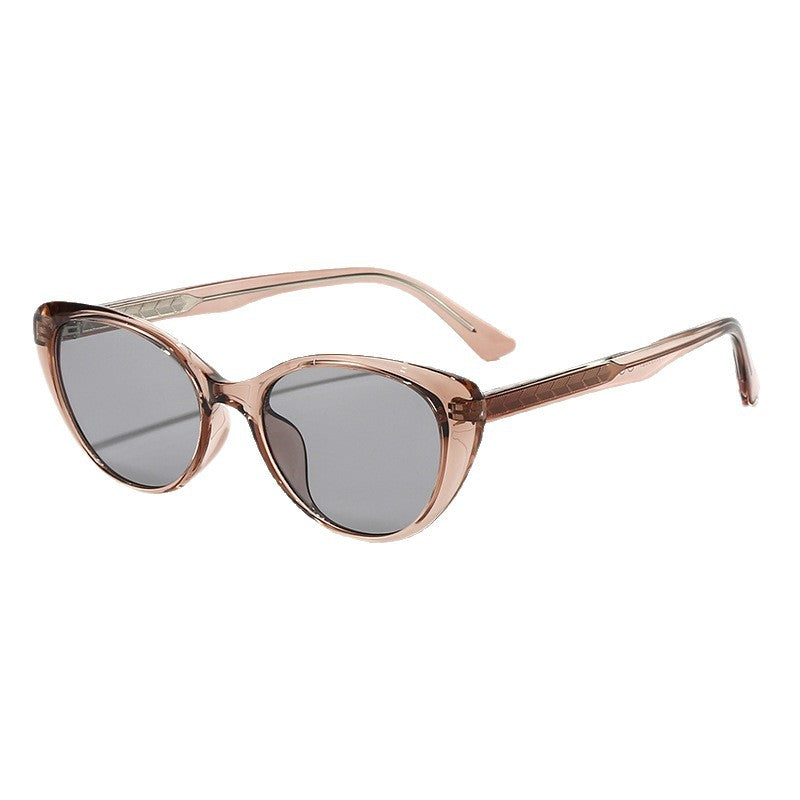 Damen Cat-Eye-Sonnenbrille mit transparentem Rahmen und UV-Schutz Karnz