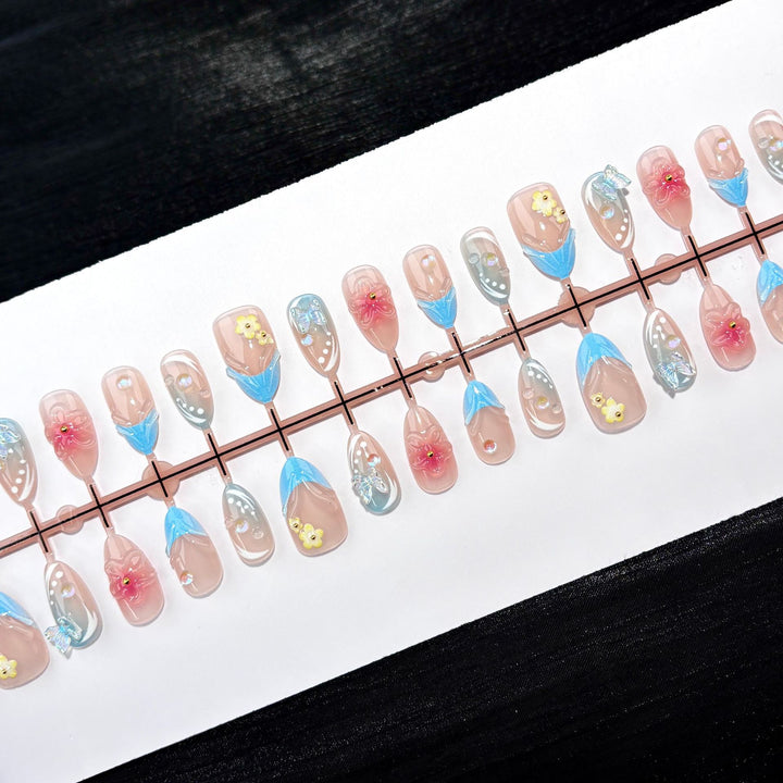 Elegante Polka Dot und Spitzen Press-On Nagel Set