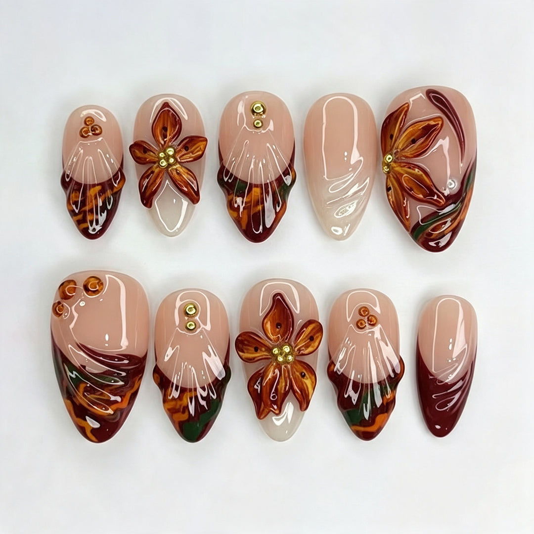 3D Floral Press-On Nagelkunst Set