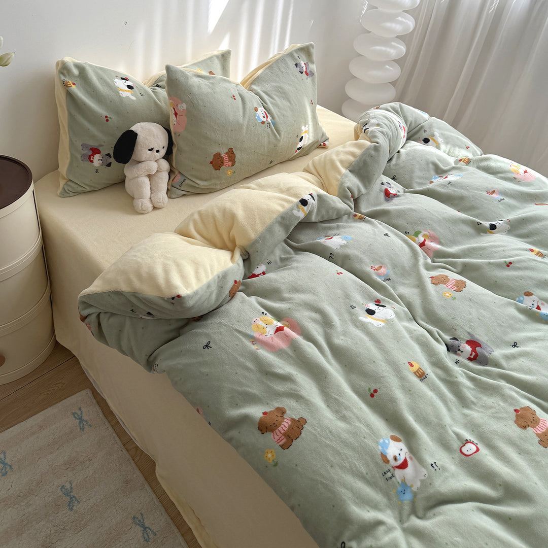 Cartoon-Themen Fleece Bettbezug Set