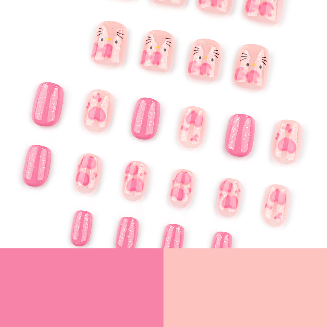 Künstliche Nagelkunst mit niedlichen Tier- und Herzmotiven Karnz