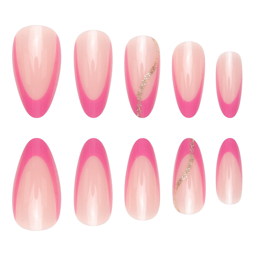 Elegante Stiletto Press-On Nägel mit pinkem Ombre Design Karnz
