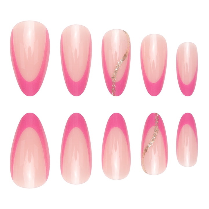 Elegante Stiletto Press-On Nägel mit pinkem Ombre Design Karnz