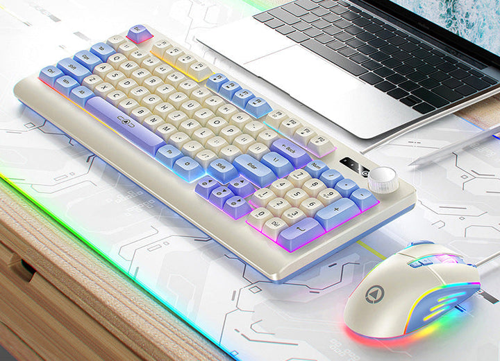 Retro RGB Mechanische Tastatur und Optische Gaming-Maus Set Karnz