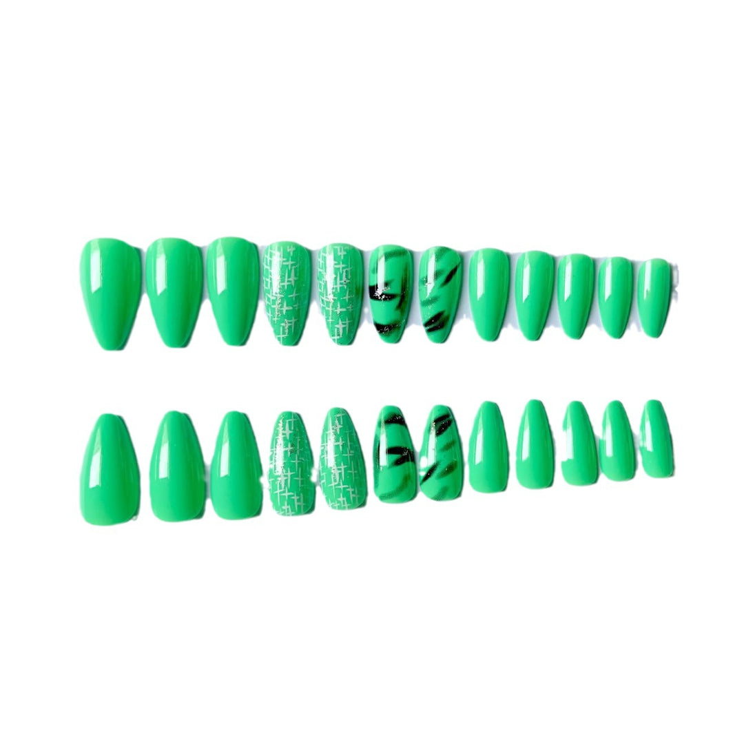 Künstlerisches grünes Stiletto-Nagelkunst-Set
