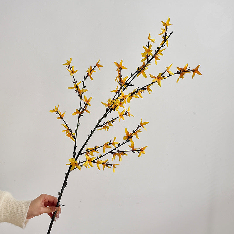 Kunstblütenzweig mit detailreichen Gelben Blüten Karnz